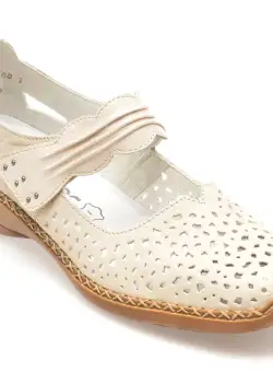 Pantofi casual RIEKER bej, 41399, din piele naturala