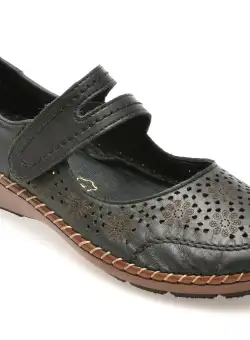 Pantofi casual RIEKER negri, 44875, din piele naturala