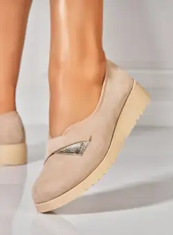Pantofi dama casual Kaki din Piele Ecologica Intoarsa Aryah
