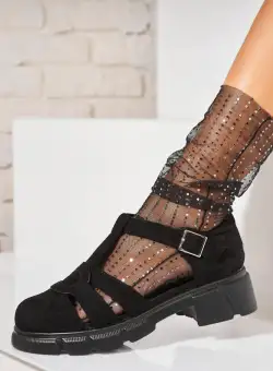 Pantofi dama casual Negri din Piele Ecologica Intoarsa Aidyn2