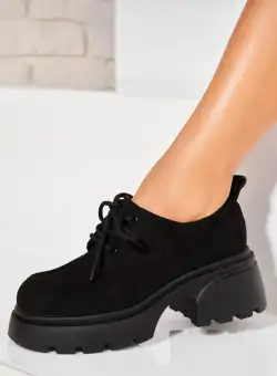 Pantofi dama casual Negri din Piele Ecologica Intoarsa Kaice