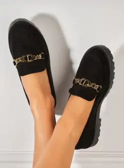 Pantofi dama casual Negri din Piele Ecologica Intoarsa Navya