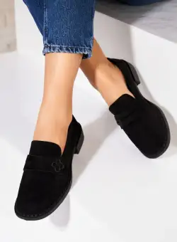 Pantofi dama casual Negri din Piele Ecologica Intoarsa Syan
