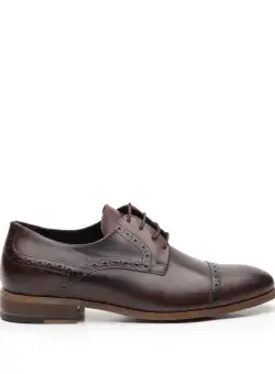 Pantofi Derby din piele naturala Leofex - 537-2 Maro Box