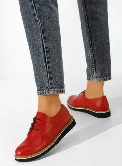 Pantofi derby piele Casilas rosii