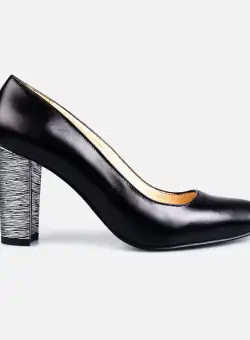 Pantofi eleganti dama din piele naturala - 170 negru argintiu box