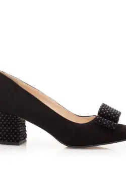 Pantofi eleganți damă din piele naturală - 1906 Negru Velur