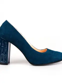 Pantofi eleganți damă din piele naturală, Leofex- 853 Navy Velur
