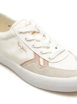 Pantofi PEPE JEANS albi, TRAVIS BRIT, din material textil