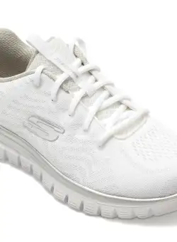 Pantofi sport SKECHERS albi, GRACEFUL, din material textil