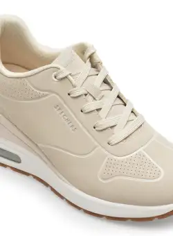 Pantofi sport SKECHERS albi, MILLION AIR, din piele ecologica