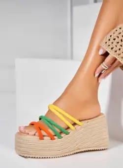 Papuci/Slapi Color din Piele Ecologica Intoarsa Nyara