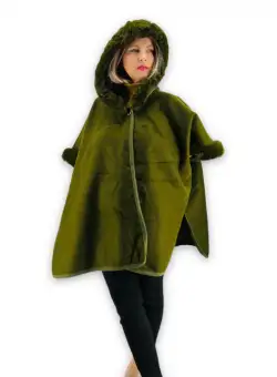Poncho Dama masura universala culoarea kaki 2