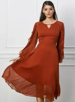 Rochie Antonia caramizie cu model in relief