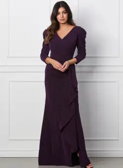 Rochie Antonia lunga mov cu glitter