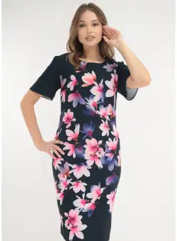 Rochie bleumarin cu print floral maxi