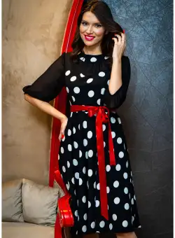 Rochie clos neagra cu buline albe