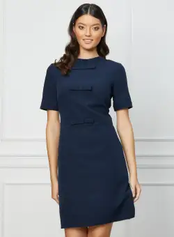 Rochie Dy Fashion bleumarin cu funde la bust