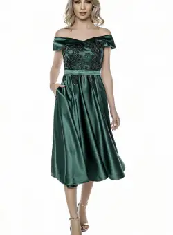 Rochie eleganta din tafta cu broderie aplicata