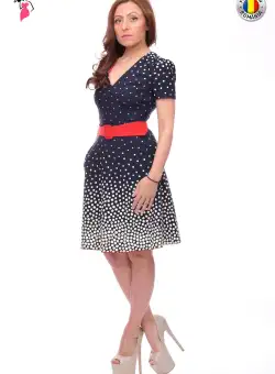 Rochie Fofy office din stofa elastica cu imprimeu
