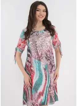 Rochie lejera din voal cu imprimeu abstract multicolor