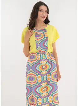 Rochie lejera galbena cu elastic in talie