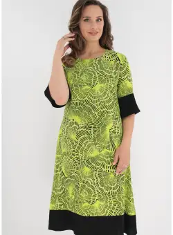 Rochie lejera verde deschis cu print abstract negru