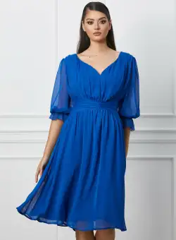 Rochie Mara albastra vaporoasa din voal
