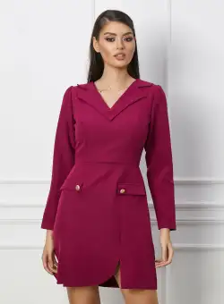 Rochie Moze fucsia office cu guler