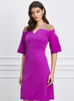 Rochie Moze mov cu tull si buline la bust