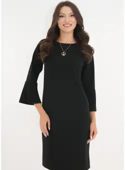 Rochie office neagra cu lantisor si volanase