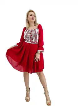 Rochie stilizata cu motive traditionale Elina 5