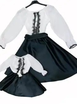 Rochie stilizata dama alb si negru