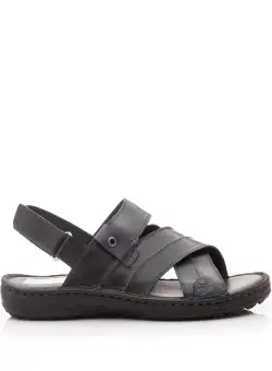 Sandale barbati din piele naturala, Leofex - 799 Negru Box