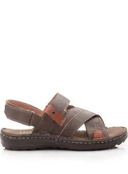 Sandale barbati din piele naturala, Leofex - 799 taupe