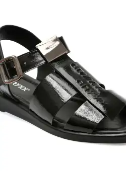 Sandale casual GRYXX negre, 532169, din piele naturala lacuita