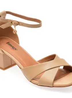 Sandale casual IMAGE bej, H480, din piele naturala