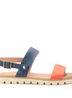Sandale cu talpă joasă damă, din piele naturală, Leofex- 043-1 Portocaliu Blue Box