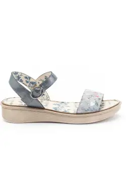 Sandale cu talpa joasa din piele naturala,Leofex - 260 Azur box floral