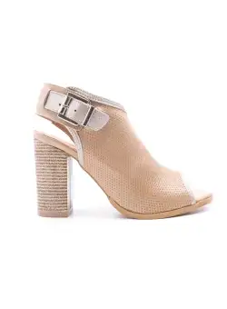 Sandale cu toc damă din piele naturală, Leofex- 033 Taupe 2 Box