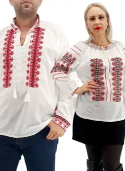 Set Traditional Cuplu 285 Camasi traditionale cu broderie