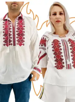 Set Traditional Cuplu 418 Camasi traditionale cu broderie