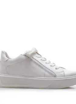Sneakers damă din piele naturală, Leofex - 077 Alb Box