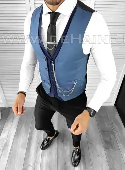 Vesta barbati eleganta slim fit bleu B8176 132-5 e