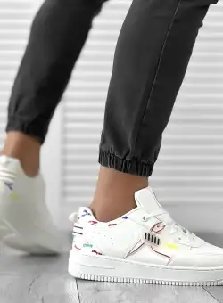 Adidasi barbati albi cu imprimeu R868