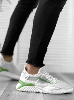 Adidasi barbati albi din panza L3082 A7-1