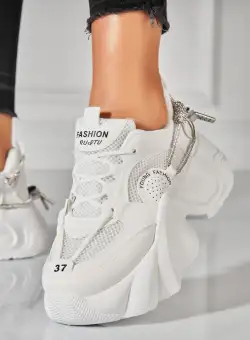 Adidasi Dama Albi din Piele Ecologica Emry