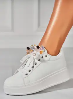 Adidasi Dama Albi din Piele Ecologica Janari