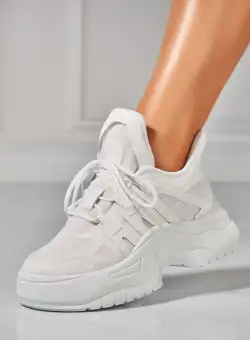 Adidasi Dama Albi din Piele Ecologica Saryn