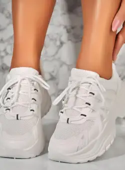 Adidasi Dama Albi din Piele Ecologica Satya